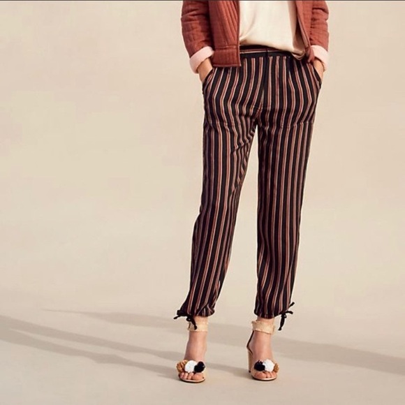 Anthropologie Silky Striped Jogger Pants - Picture 1 of 8